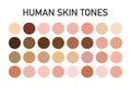 Human skin tone color palette set isolated on transparent background. Art design. Vector illustration. Royalty Free Stock Photo